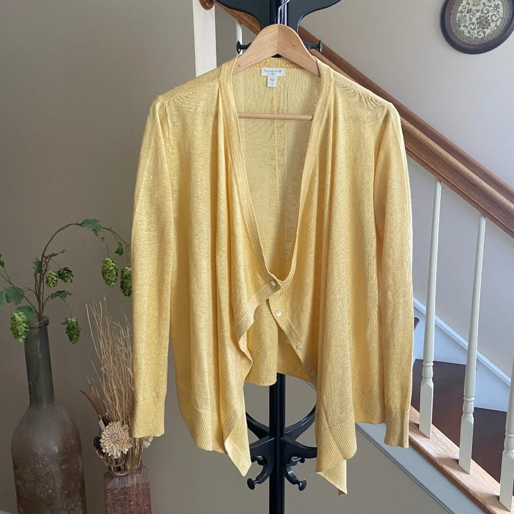 Garnet Hill Easy Linen Drape-Front Cardigan Size Small - Picture 2 of 15